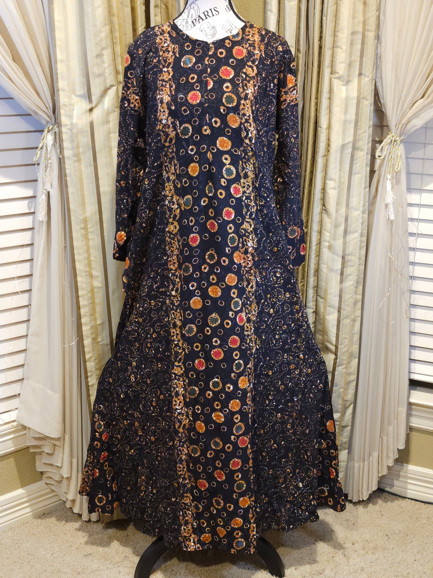 Mia batik black long gown