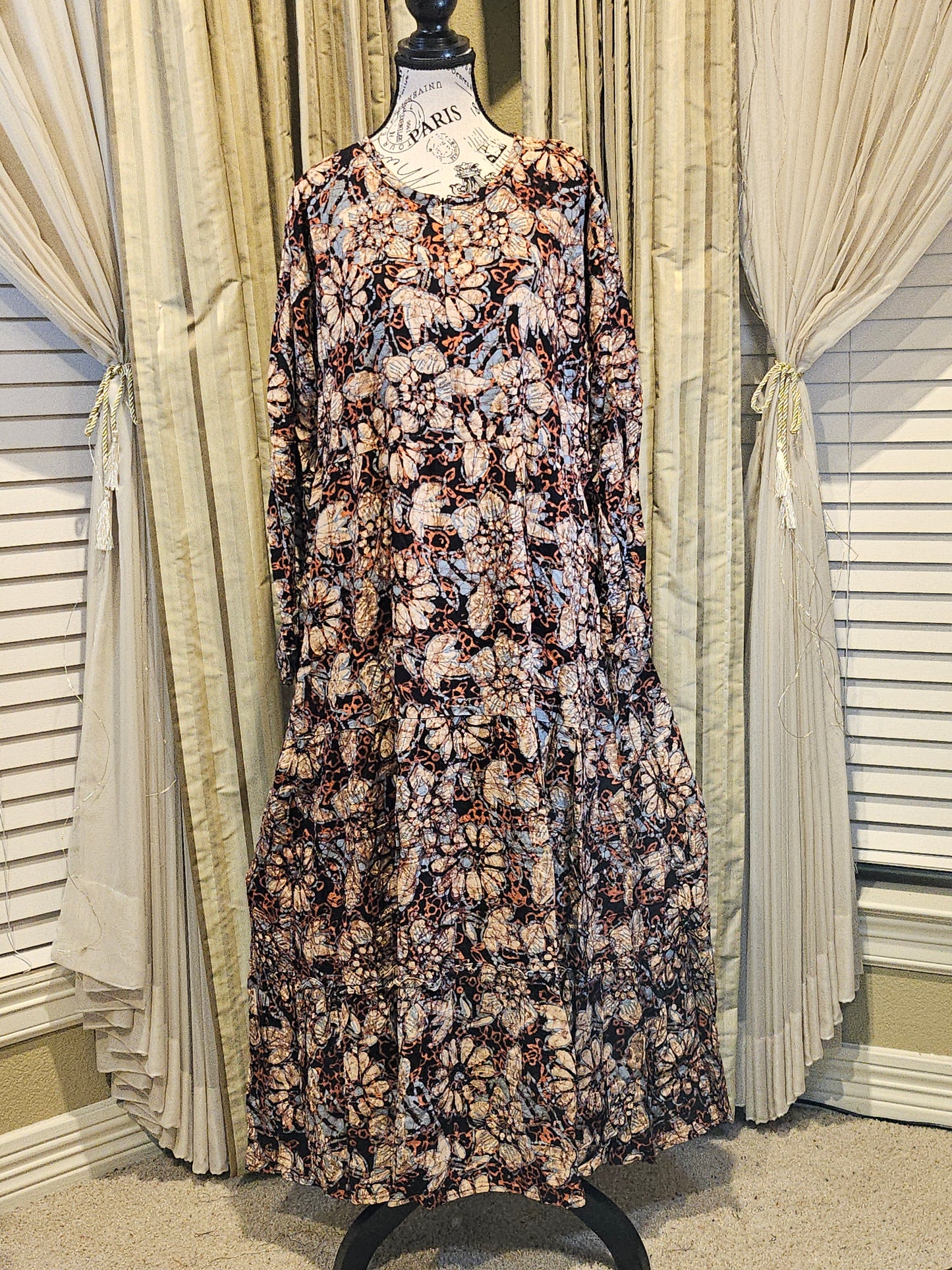 Mia batik black long gown