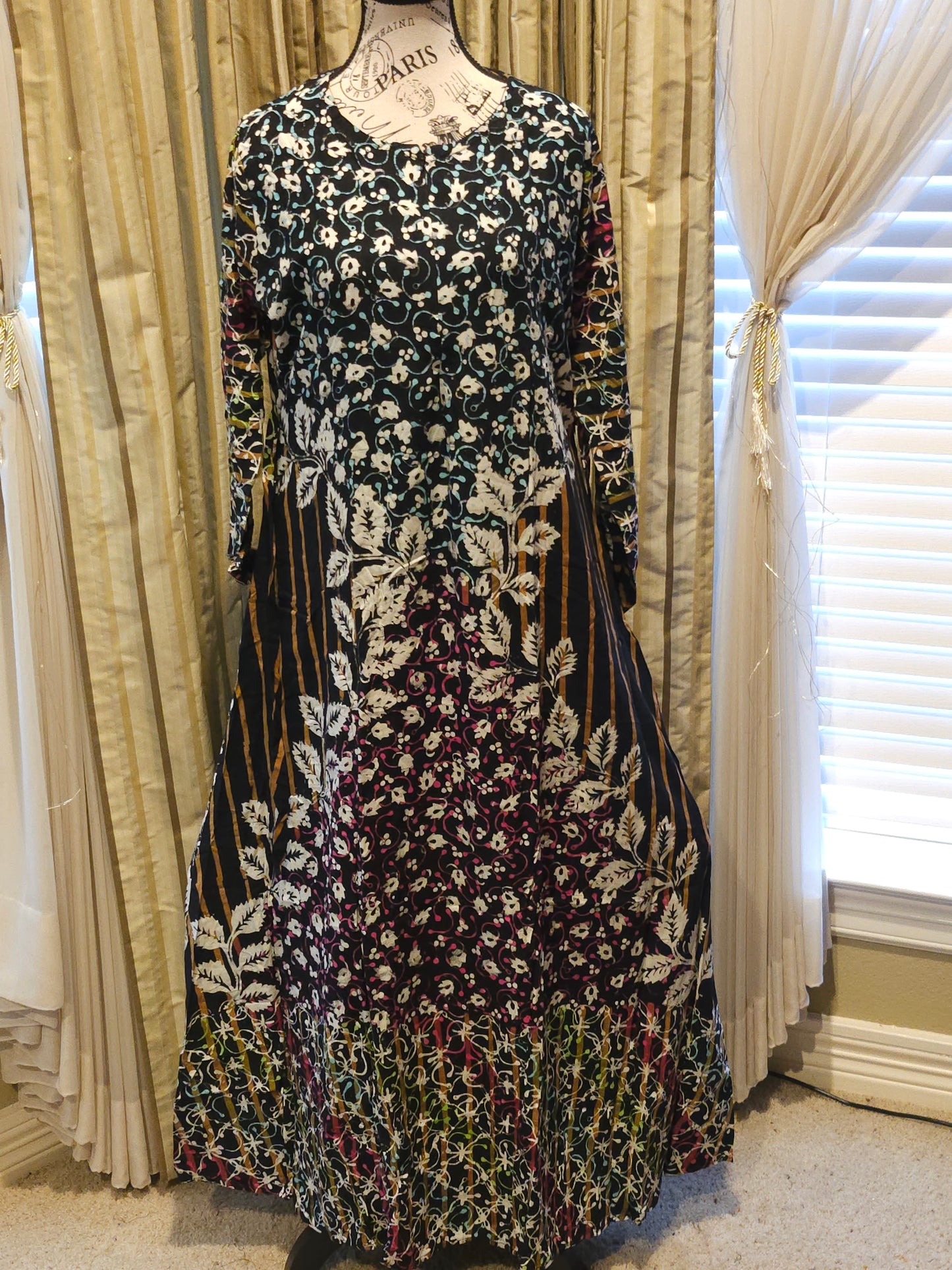 Mia batik black long gown