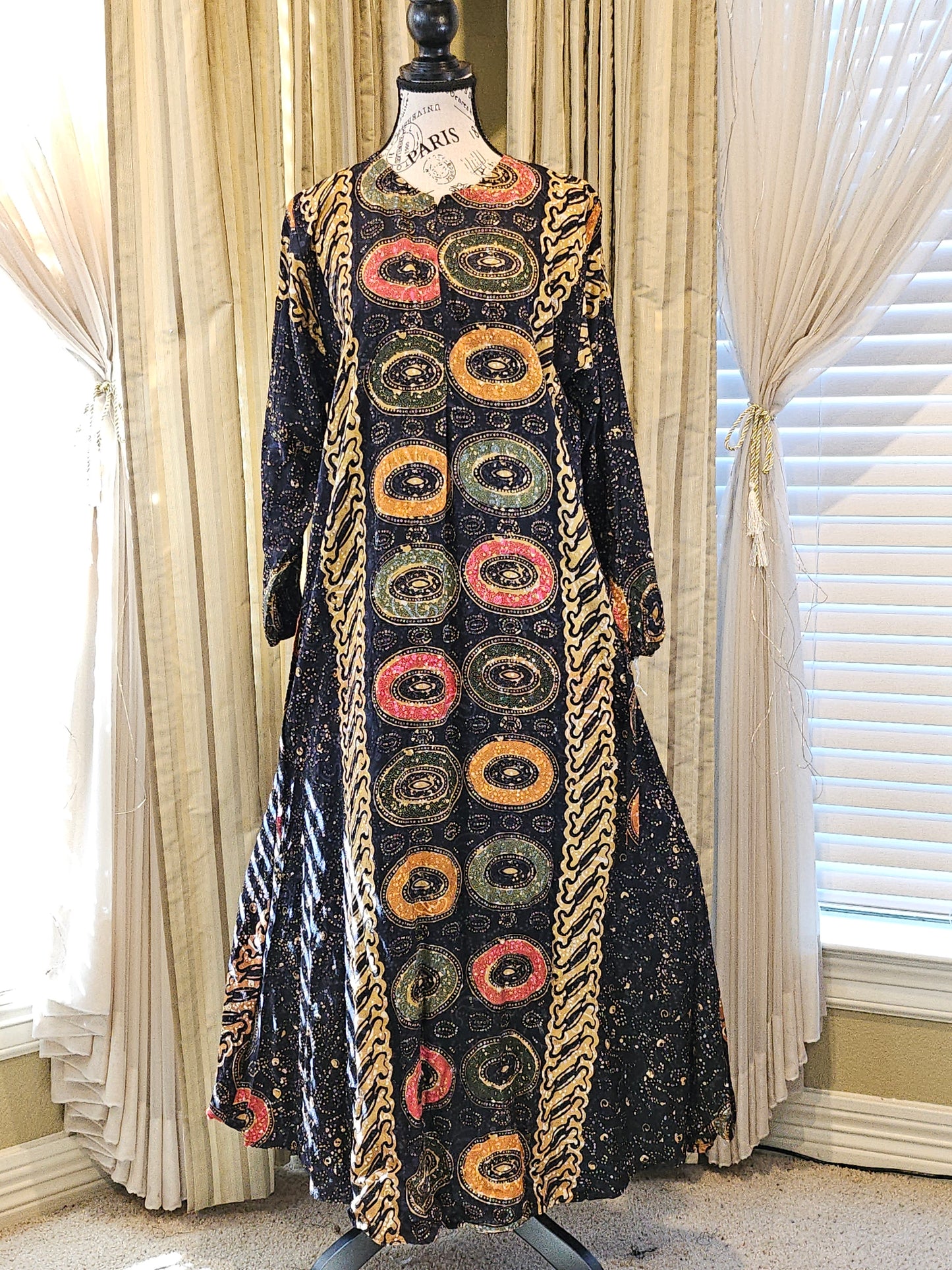 Mia batik black long gown