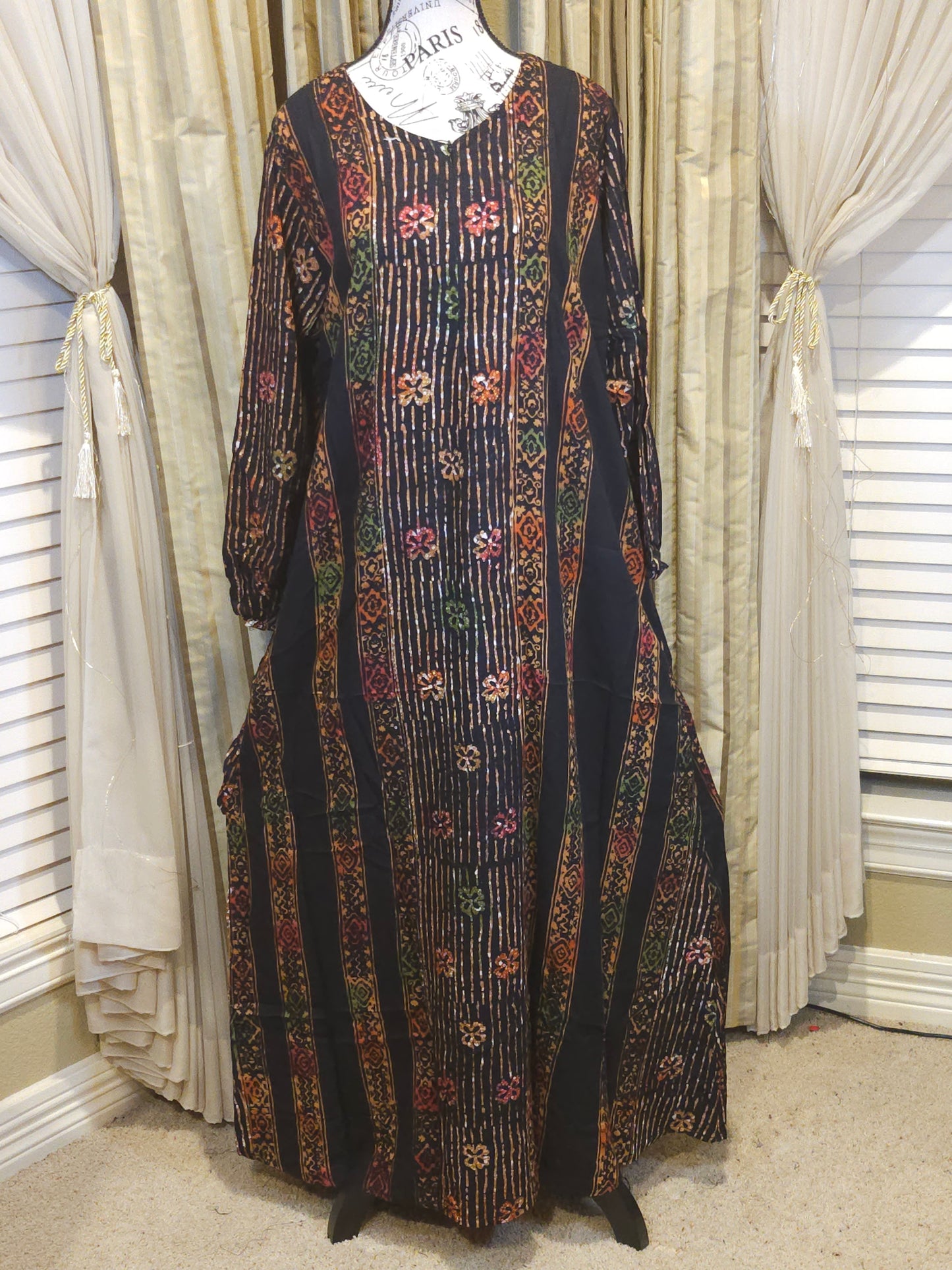 Mia batik black long gown