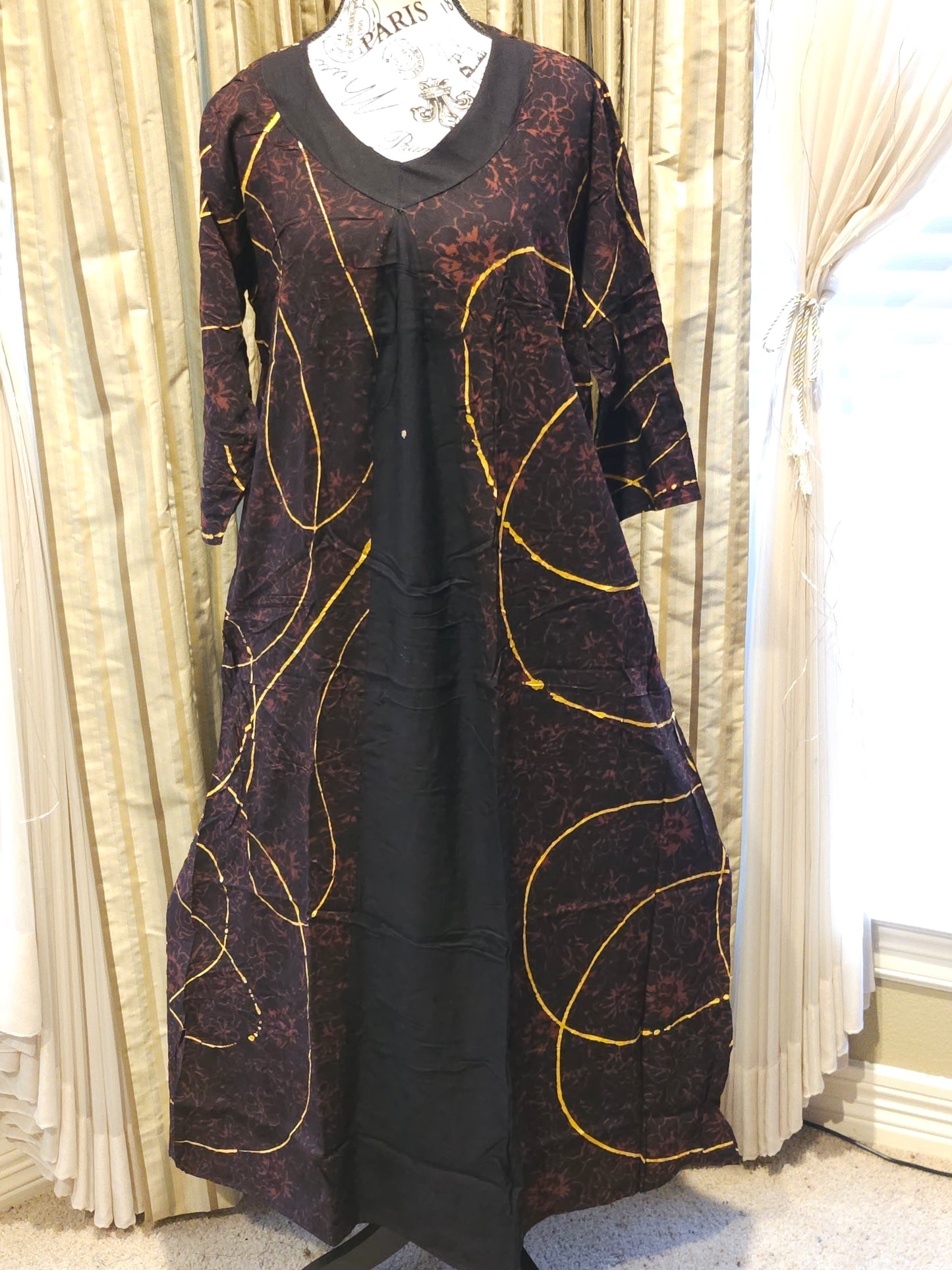 Mia batik black long gown