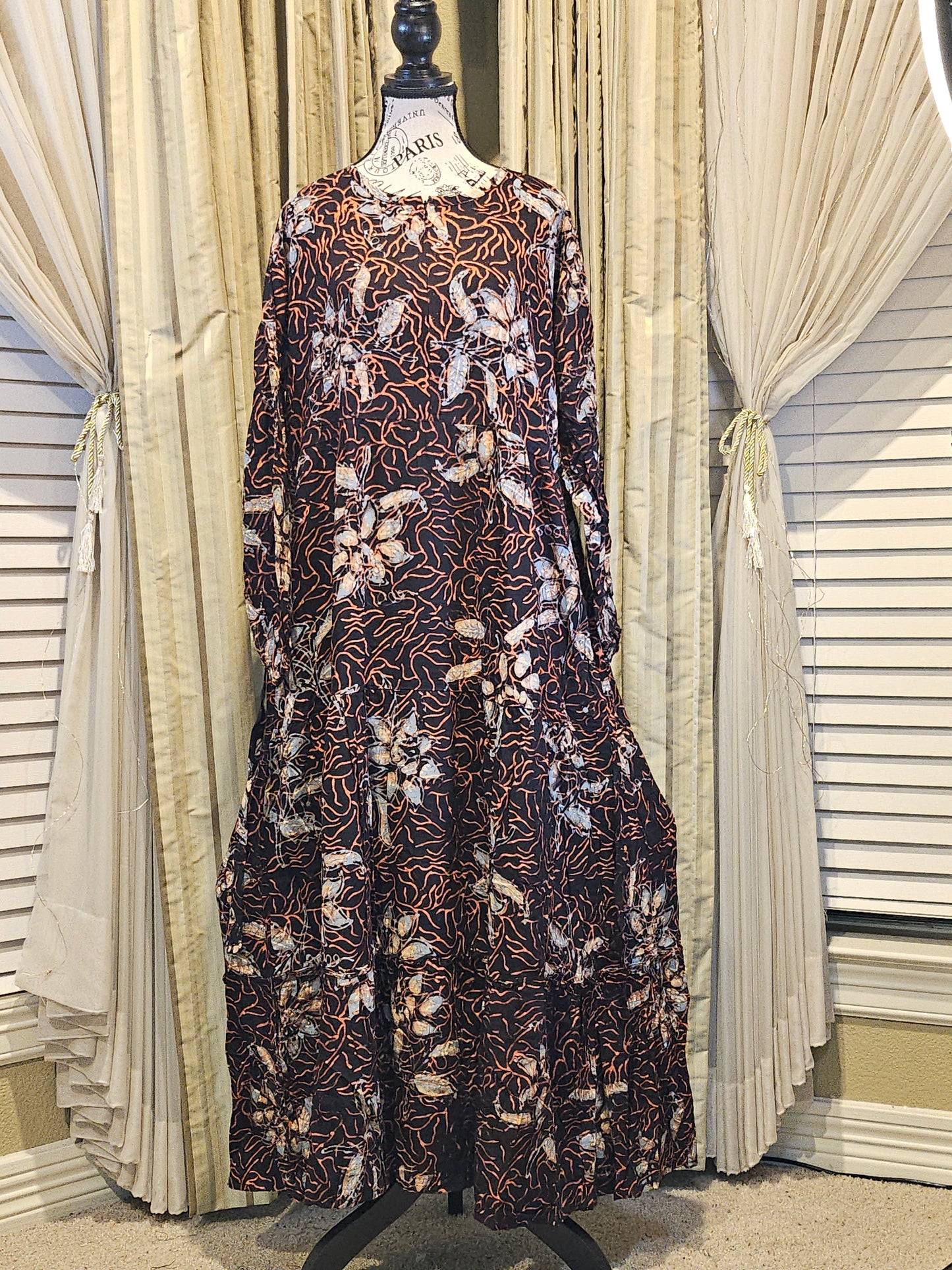 Mia batik black long gown