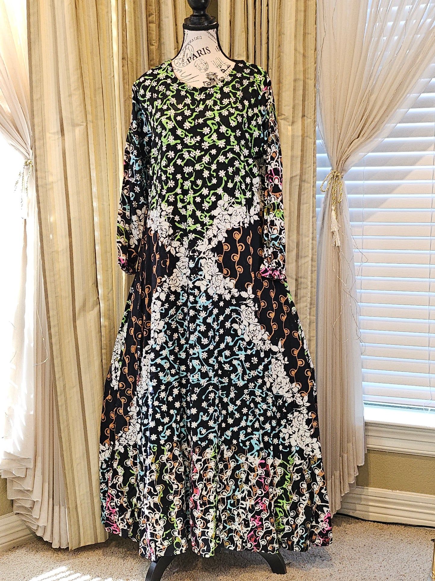 Mia batik black long gown