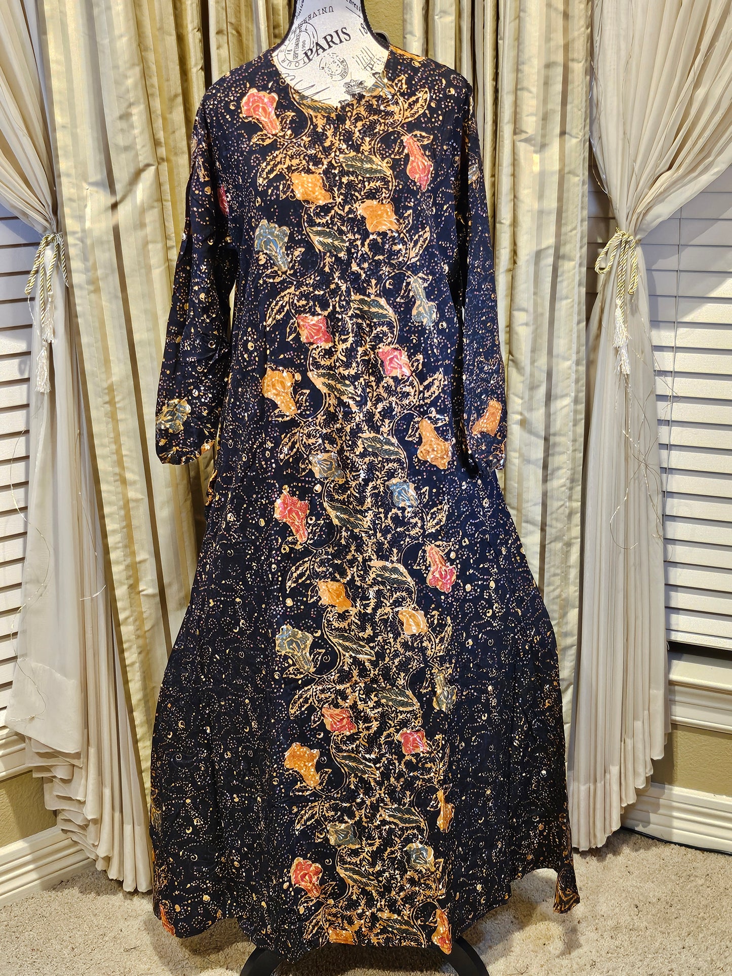 Mia batik black long gown